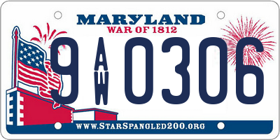 MD license plate 9AW0306