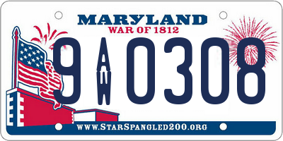 MD license plate 9AW0308