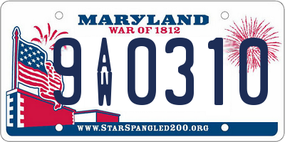 MD license plate 9AW0310