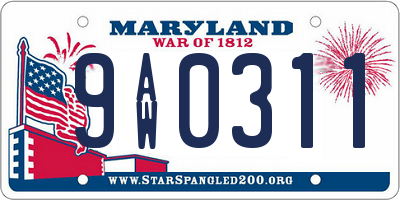 MD license plate 9AW0311