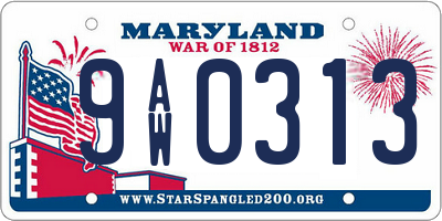 MD license plate 9AW0313