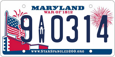 MD license plate 9AW0314