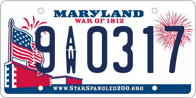 MD license plate 9AW0317