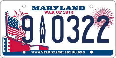 MD license plate 9AW0322