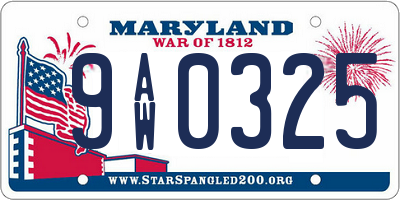 MD license plate 9AW0325