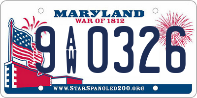 MD license plate 9AW0326