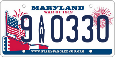 MD license plate 9AW0330