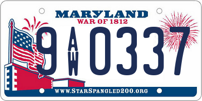 MD license plate 9AW0337