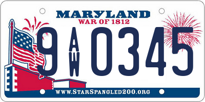 MD license plate 9AW0345