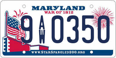 MD license plate 9AW0350