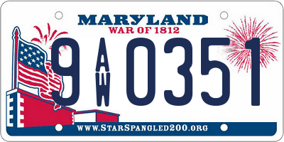 MD license plate 9AW0351
