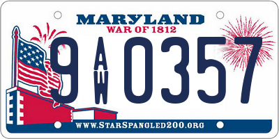 MD license plate 9AW0357