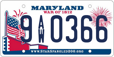 MD license plate 9AW0366
