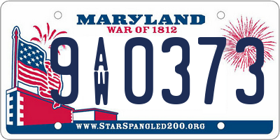 MD license plate 9AW0373