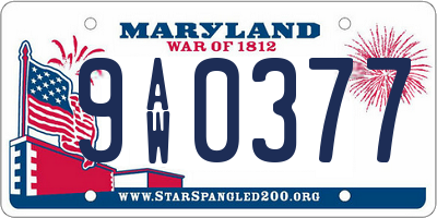 MD license plate 9AW0377
