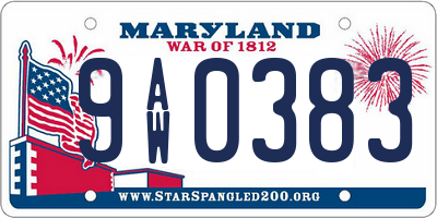 MD license plate 9AW0383