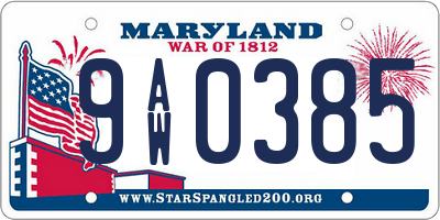 MD license plate 9AW0385