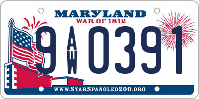 MD license plate 9AW0391