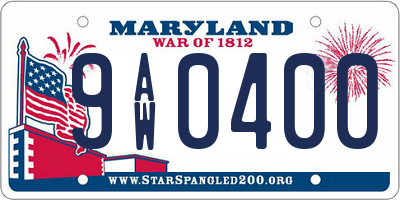 MD license plate 9AW0400