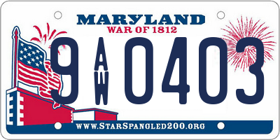MD license plate 9AW0403