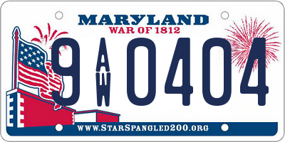MD license plate 9AW0404