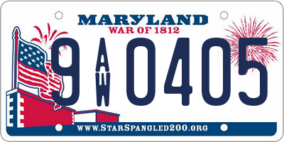 MD license plate 9AW0405