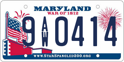 MD license plate 9AW0414