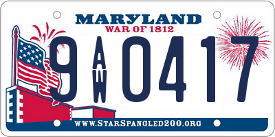 MD license plate 9AW0417