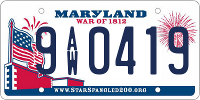 MD license plate 9AW0419