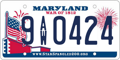 MD license plate 9AW0424