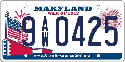 MD license plate 9AW0425