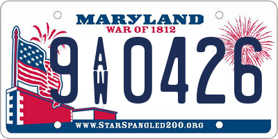 MD license plate 9AW0426