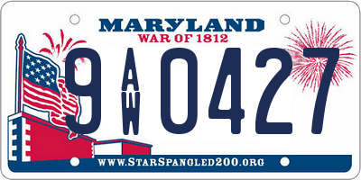 MD license plate 9AW0427