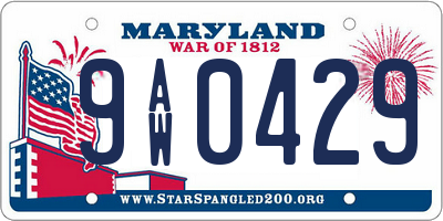 MD license plate 9AW0429