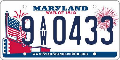 MD license plate 9AW0433