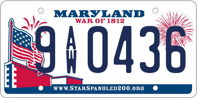 MD license plate 9AW0436