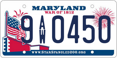 MD license plate 9AW0450