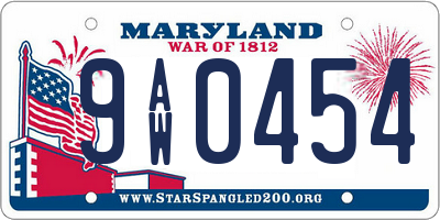 MD license plate 9AW0454