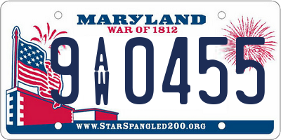 MD license plate 9AW0455