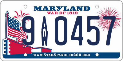 MD license plate 9AW0457