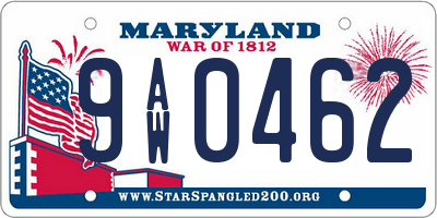 MD license plate 9AW0462