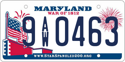 MD license plate 9AW0463