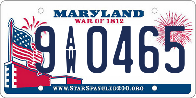 MD license plate 9AW0465