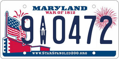 MD license plate 9AW0472