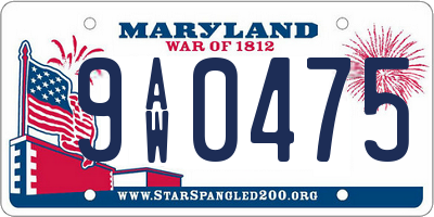 MD license plate 9AW0475