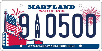 MD license plate 9AW0500