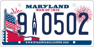 MD license plate 9AW0502