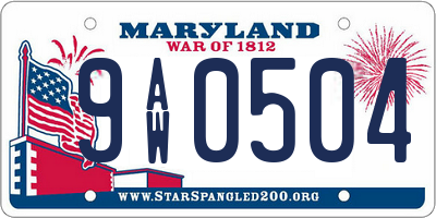 MD license plate 9AW0504