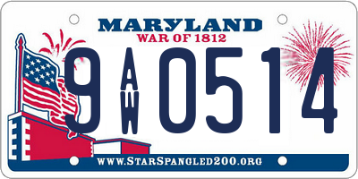 MD license plate 9AW0514