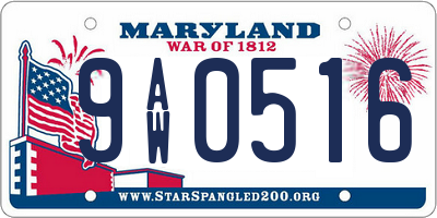 MD license plate 9AW0516
